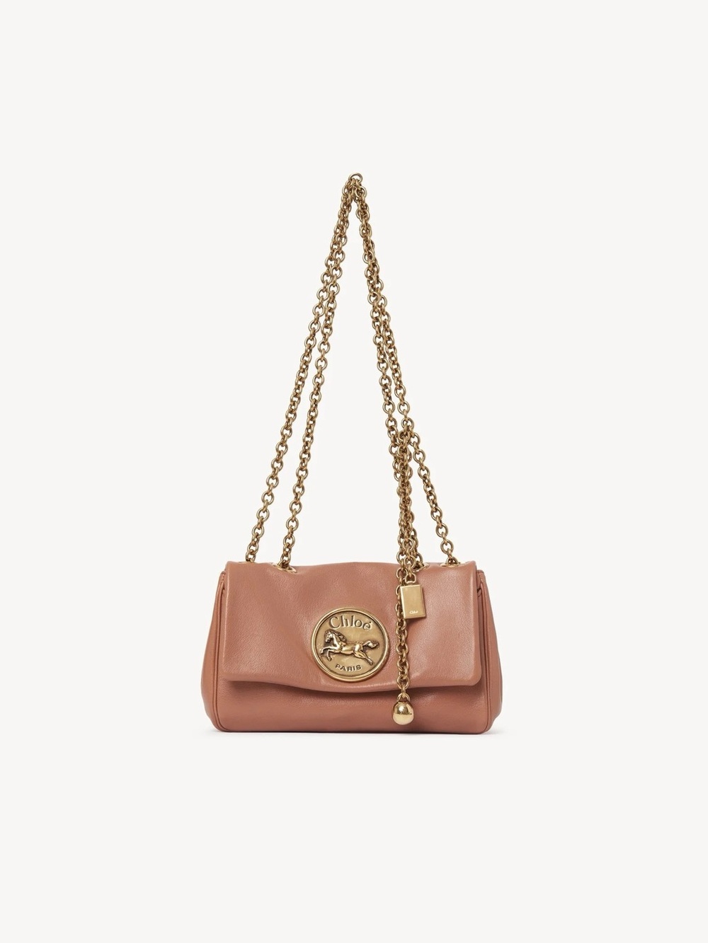 Chloé Heritage Shoulder Bag in Coral Orange Grained Leather